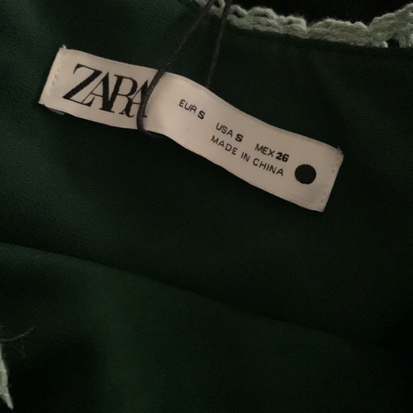 NEW ZARA FW21 LONG MAXI VELVET CROCHET LONG DRESS EMERALD GREEN - Picture 10 of 10